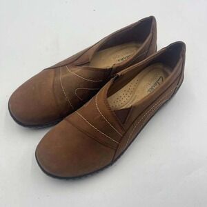 Clarks Collection Brown Leather Slip On Loafers Womens 5 M 261675544025 Comfort